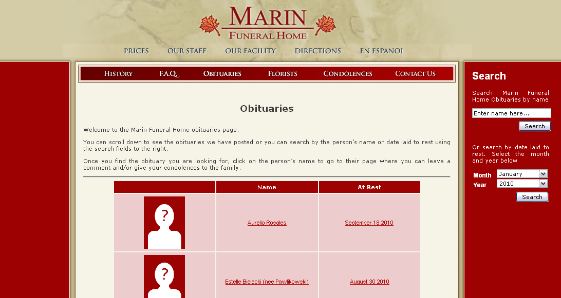 MFH-Screenshot Marin Funeral Home screenshot